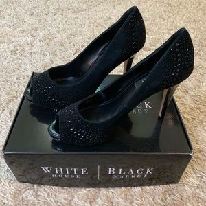 White House Black Market black peep toe heels